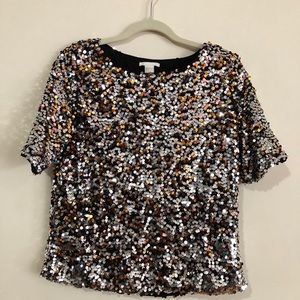 H&M short sleeve sequin top